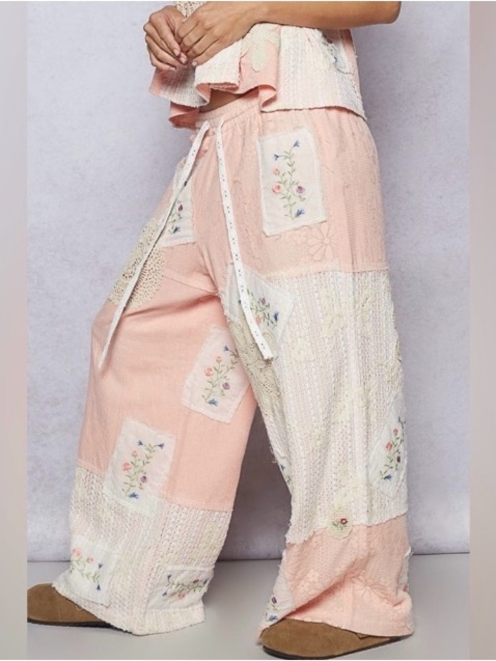 POL Peach Wide-Leg Patchwork Pants - Picture 3 of 3